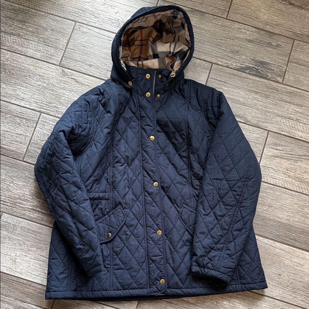 Barbour Dark Blue Quilted Puffer Jacket with Hood